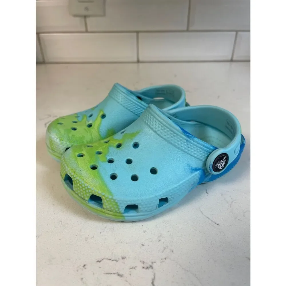 Crocs Classic Ombre Clog Arctic Multicolor Blue Green 208287 Kids 8 Tie Dye